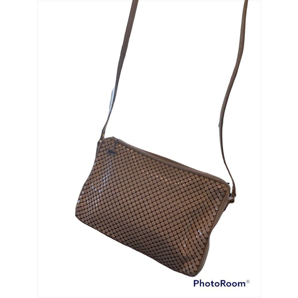 Vintage Whiting Davis Metal Mesh Beige Shoulder Bag
